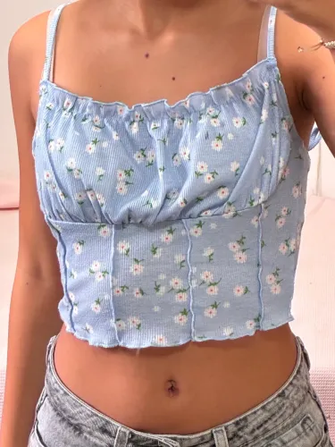Blusinha Florida Aesthetic Azul Bebê 