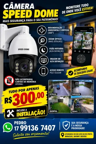 Camera de segurança instalada $300,00 reais com acesso no celular