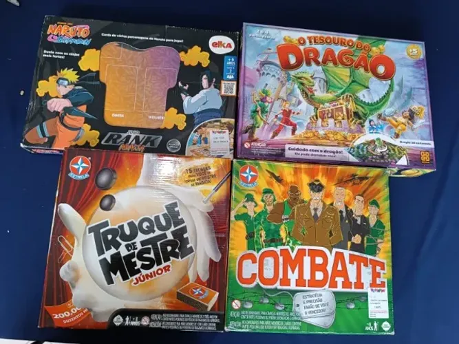 Kit 4 Jogos de Tabuleiro Clássicos e Infantis