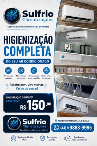 Instalação manutenção higienização entre outro serviço de ar condicionado