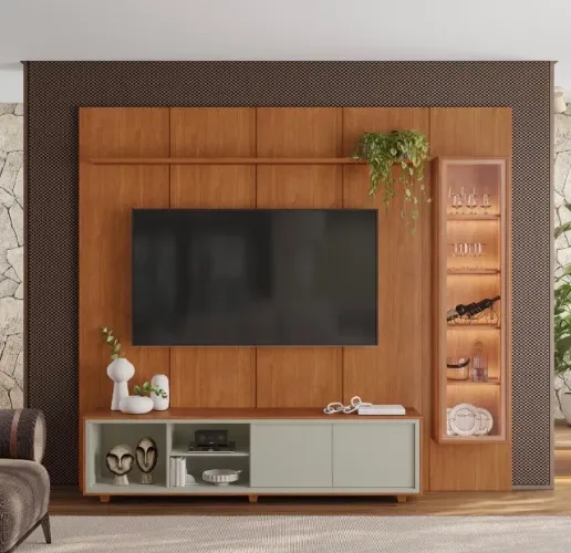 Painel com Rack e Cristaleira Valência 232