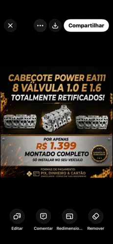 Cabeçote EA111 Power 1.0 e 1.6 8V Retificado