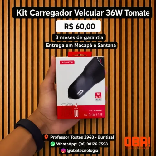 Kit Carregador Veicular 36W Tomate TC-3621