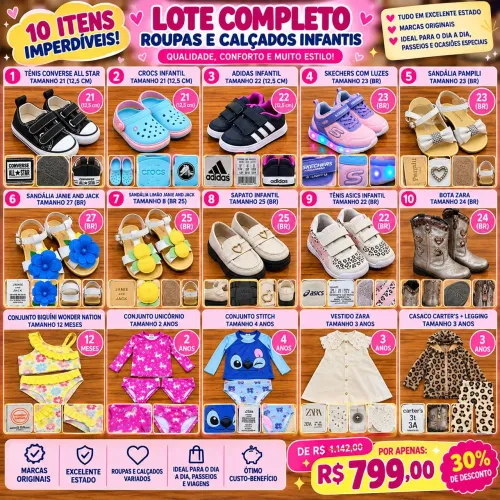 LOTE TENIS, SANDALIAS, ROUPAS. BARATO