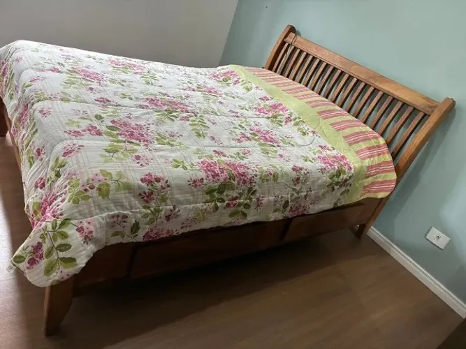 edredom teka casal dupla face floral