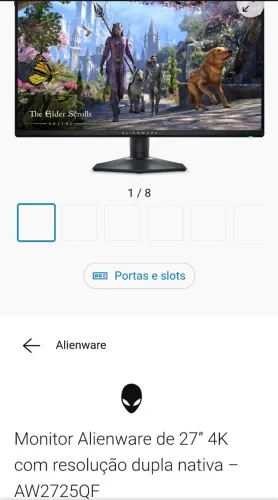 Monitor Alienware de 27  4K com resolução dupla nativa AW2725QF