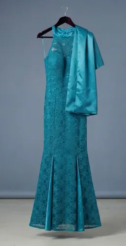 Vestido Longo Sereia Verde Petróleo (Renda e Brilho)