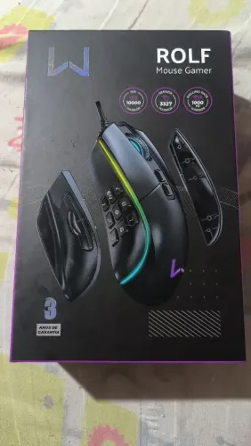 Mouse Gamer Warrior ROLF RGB com 12 Botões Laterais, Sensor 3327, 10.000 DPI - Novo