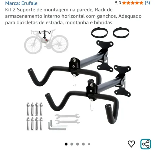 Suporte de Parede para Bicicleta (Kit com 2) | NOVO, lacrado na caixa