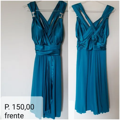 vestido de festa semi novo em cetim modelo balão