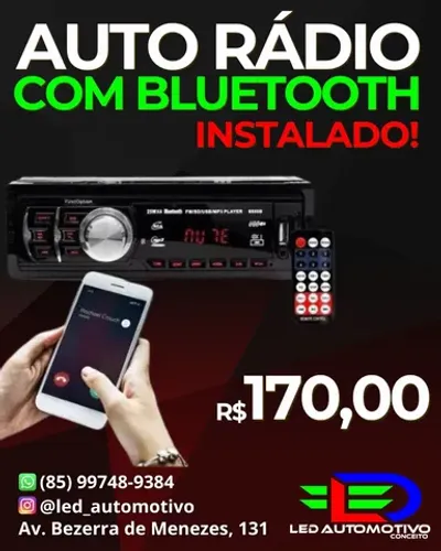Auto Rádio com Bluetooth USB