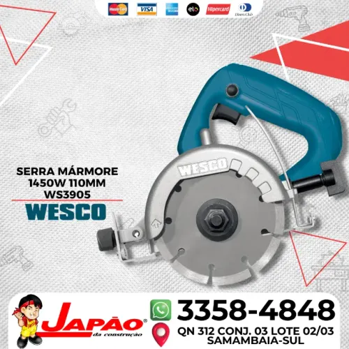 Serra Mármore 1450W 110mm Wesco WS3905 em 6X sem Juros no Cartão Garantia de 1 Ano