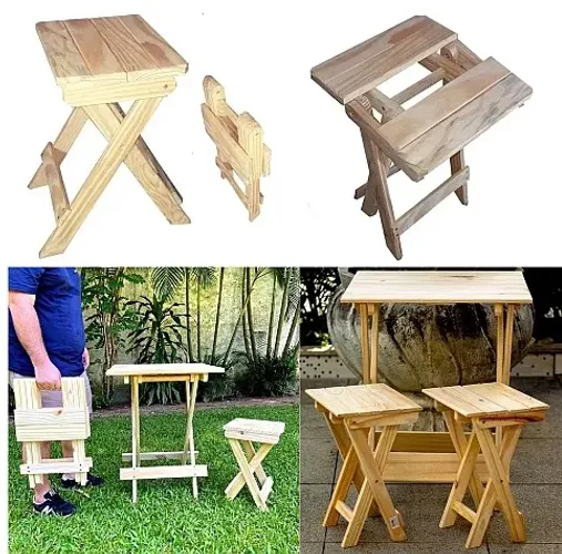 Banco, Banquinho, Banqueta Dobrável 45cm Madeira Pinus Muito Pratico!