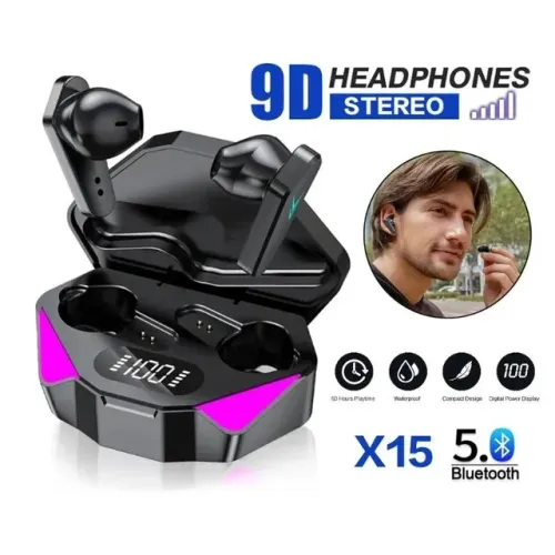 fone sem fio bluetooth headset com microfone x15 tws