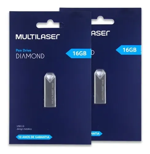Pendrive Multilaser Diamond 16gb Usb 2.0 Metálico Pd850 Cor Prateado