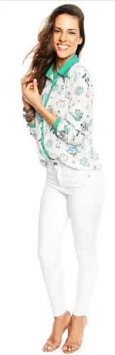 Camisa Manga Longa Estampada com detalhes Verde