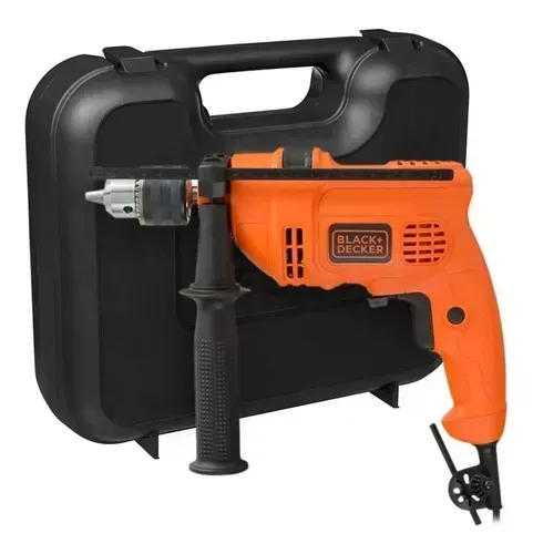 Furadeira De Impacto 1/2 550w Tm555k Maleta Black Decker Cor Vermelha e Preta