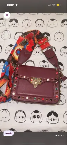 Bolsa couro vinho estilo fendi