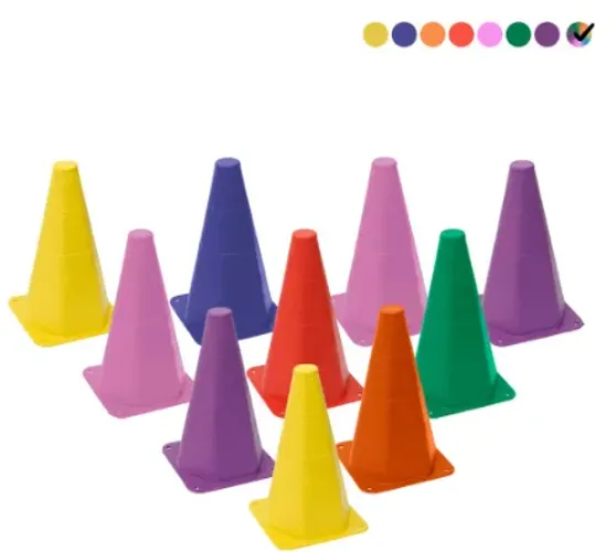 ** Kit com 10 Cones de 18cm de alt Exercícios Funcionais Fitness Crossfit Futebol z192 