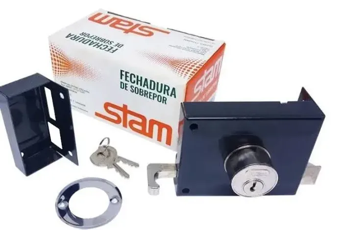 Fechadura de portão Stam sobrepor nova 2 chave ou +
