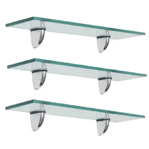Prateleira de vidro decorativa 40x15 Bico Tucano Kit com 3 unidades