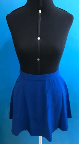 Mini Saia Rodada Godê Tamanho P Forever 21 Cor Azul Feminino Cintura Alta