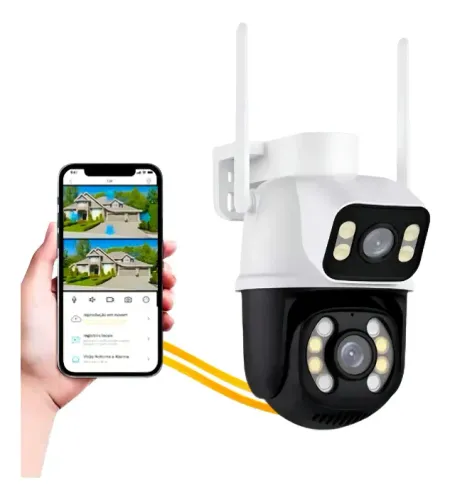 Câmera Segurança Wi-fi App Icsee Lente Dupla Prova D'água Cor Preto