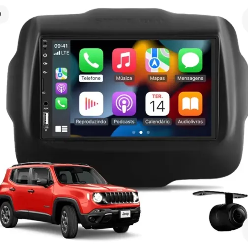 Central Multimídia Jeep Renegade 2019 2020 2021 - Apple CarPlay e Android Auto + Câmera Ré