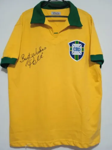 Camisa Brasil Copa Mundo 1962 #10 Pelé Autografada Certificada