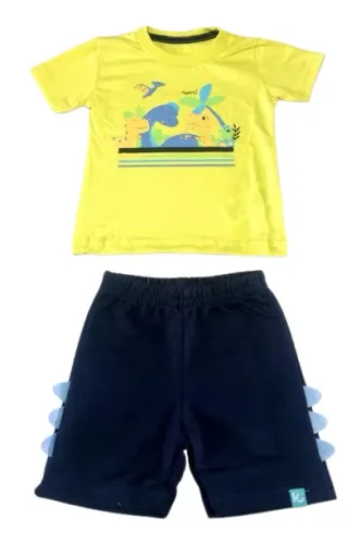 Conjunto Infantil Baby Menino Camiseta Dino Bermuda Kamylus