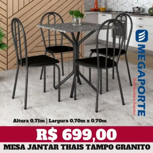 Mesa de Jantar 4 Cadeiras Tampo Granito (Novo) Entrega Grátis!