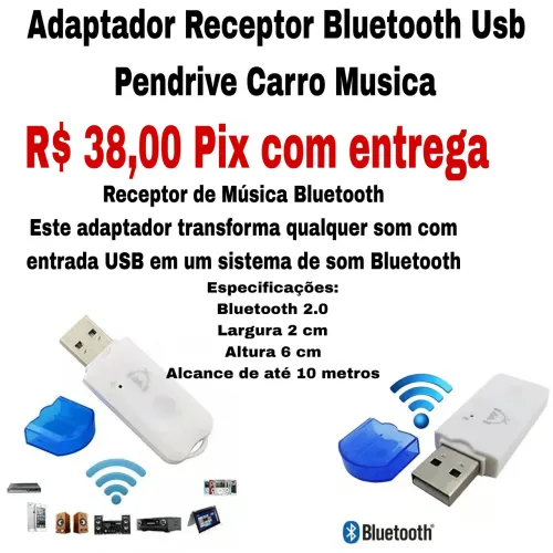 Adaptador Bluetooth para Carro - Pendrive com entrega