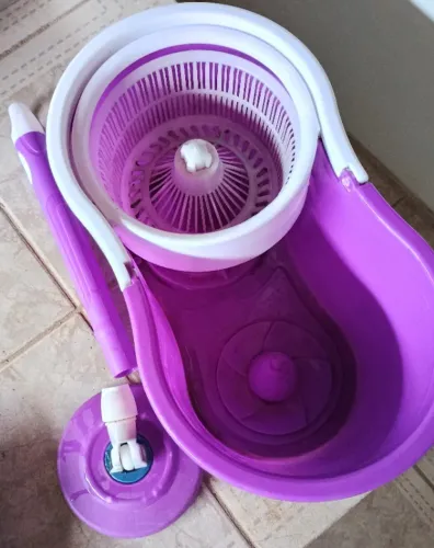 Balde mop giratório 9 litros + rodo Noviça e pá de lixo