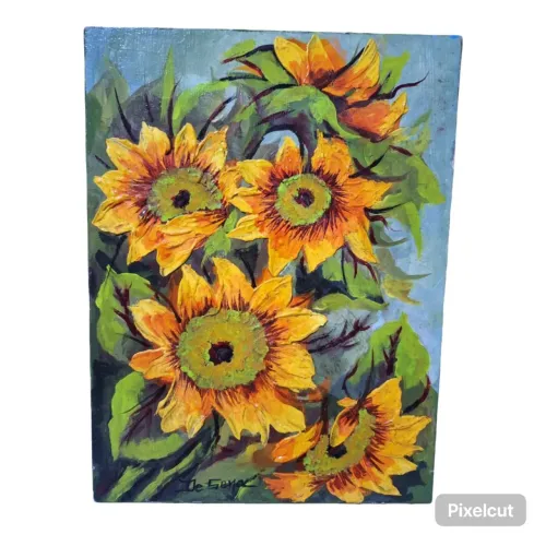 Quadro óleo sobre tela girassol 