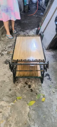 Carrinho de Chá / Bar Vintage - Estilo Faux Bamboo e Metal Trabalhado