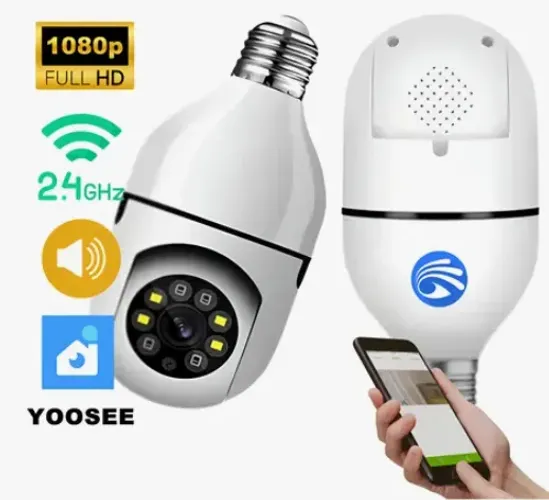 Câmera Segurança Yoosee Lâmpada 360 Wifi Hd 1080p Noturna