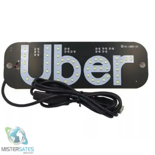 Placa Letreiro Luminoso Led Uber Usb Painel 2 Ventosas
