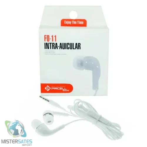 Fone De Ouvido Pmcell Auricular com microfone Branco FO-11 - COD 975