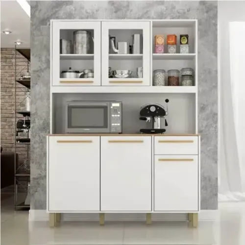 Armário Cozinha Rubi Branco 5 Portas 1 Gaveta Valdemoveis - Entrega Rápida!