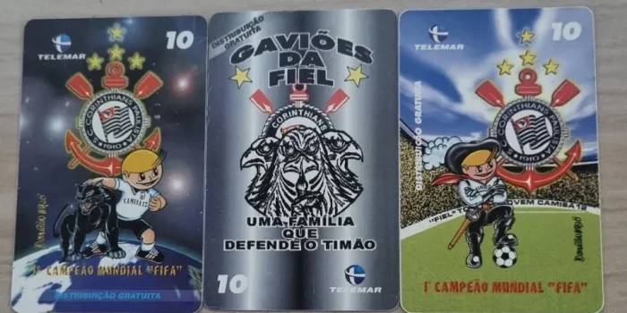 3 Cartões Telefônicos - Corinthians - Telemar - Tiragem: 5.000 e 10.000