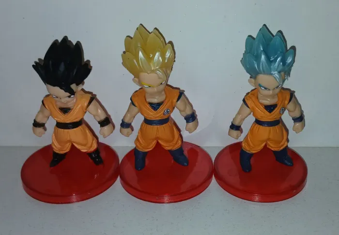 LOTE 3 TRIO BONECOS MINIATURAS DRAGON BALL Z GOHAN FORMAS SUPER SAIYAJIN BLUE AZUL