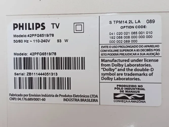 Tv Philips 42pfg6519/78 com defeito na tela