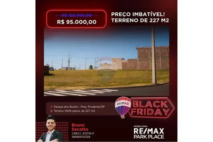 Terreno 100% plano de 227 m² de esquina. COM PREÇO DE BLACK FRIDAY, APENAS: R$ 95.000,00