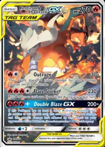 Carta holográfica Reshiram e Charizard Aliados promo SM201 arte completa em português 