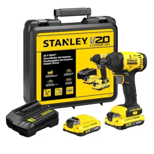 Parafusadeira De Impacto 6,35mm 20v Stanley Sbi801d2k 2 Baterias 1 Carregador E Maleta