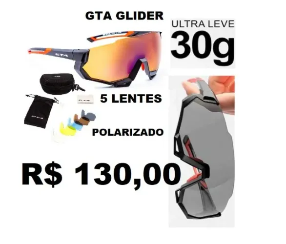 Oculos 5 lente Preta polarizada 5 Lentes 