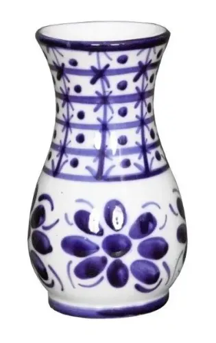 Vaso decorativo feito e pintado à mão, motivo. "Floreira" de Monte Sião.   18,5 cm x 10 cm