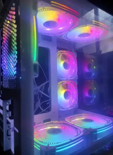Gabinete Gamer Branco Aquário Com 7 Fans ARGB (NOVO)