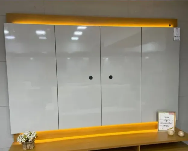 Painel Para TV 75 Polegadas Com LED 207cm Marrocos Lukaliam Freijo/Off White