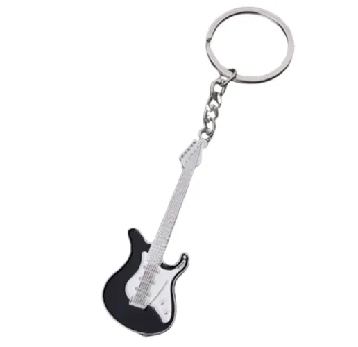 Chaveiro Mini Guitarra Modelo Strato Metal Cores Unissex